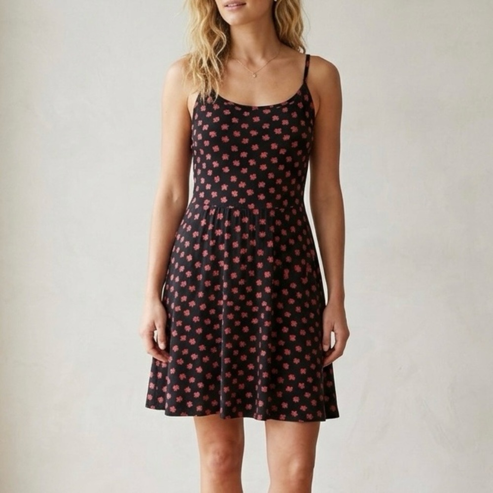 Canada Eh Maple Leaf Fit and Flare Dress Black Red Strappy Back Canada Day Sz M